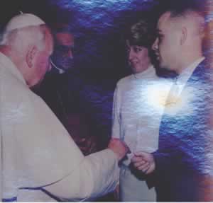 Pope John Paul II with the Johnsons